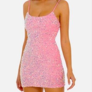 Lucy in the Sky | Iridescent Pink Sequin bodycon Mini Dress